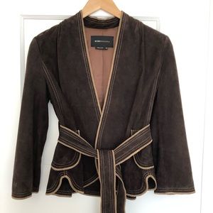BCBGMaxAzria 100% Leather Brown Suede Jacket